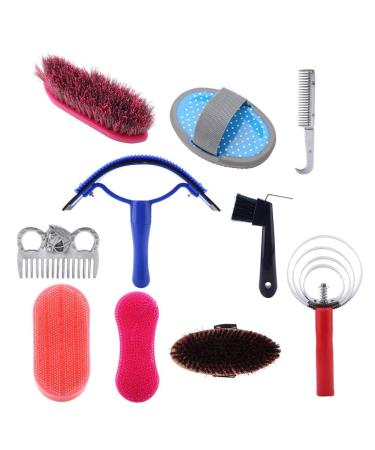 Professional 10-Pc Vier Horse Brush Set - Equestrian Grooming Kit for Horse Cleaning & Care - Buy Online on GoSupps.com