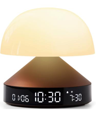 Lexon Mina sunrise alarm clock - including alarm light and sunset simulation - wireless and rechargeable - Bronze 11cm Dark Red