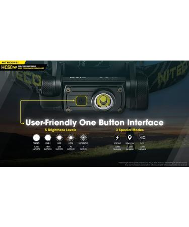 Nitecore HC60 V2 1200 Lumen USB-C Rechargeable Headlamp with 2X NL1834 and LumenTac Organizer (Cool White) - Buy Online on GoSupps.com