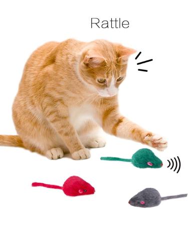 Yangbaga Real Fur Mice Rattle 14 Pack Cat Toys for Kittens - Rainbow Mice Rabbit Feather Collection - Buy Online on GoSupps.com