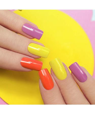 240pc Bright Pattern Square Press on Nails - Medium False Nail Kit for Art Salon DIY - Buy Online on GoSupps.com