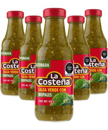 La Costena Salsa Verde with Cactus 450g (Pack 5) / Authentic Mexican Salsa Verde Sauce with Nopales Salsa Dip Bottle Bundle - Buy Online on GoSupps.com