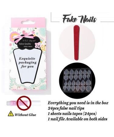 Pink Press on French Medium Coffin Fake Nails 24PCS - Glossy Wedding Party Acrylic Ballerina False Nails for Women & Teen Girls (Pearl Pink) - Buy Online on GoSupps.com