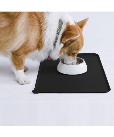 Audwud Silicone Waterproof Dog & Cat Feeding Mat | Anti-Slip Pet Mat 53x38 cm - Black - Buy Online on GoSupps.com