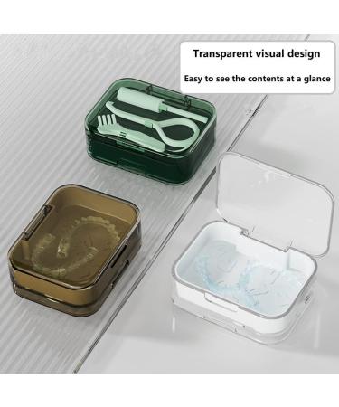 Buy Lomso Prostheses Retainer Cleaning Set - Portable Denture Container & Brush | Travel-Friendly Green Retainer Cleaner for Soaking & Storage - Buy Online on GoSupps.com