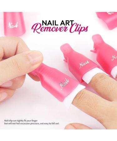 FANDAMEI Nail Polish Gel Remover Kit with Nail Clips, Remover Bottle, Cotton Pads, Brush, Pusher, Peeler, and Buffer Block - Pink - Buy Online on GoSupps.com