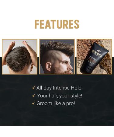 Woody's Wood Glue Extreme Styling Gel for Men - Long-Lasting Hold, No Flaking, Quick-Drying - 4 oz - Buy Online on GoSupps.com