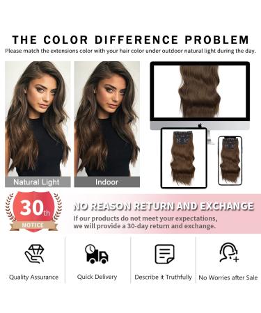 Deethens 20 Clip in Beach Wavy Hair Extensions - Synthetic Bouncy Curly Hairpieces for Women in Moss Brown - Buy Online on GoSupps.com