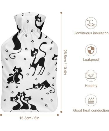 Cute Black Cat Hot Water Bottle | Plush Bed Warmer for Adults & Kids | 26.5x15.3cm - Buy Online on GoSupps.com
