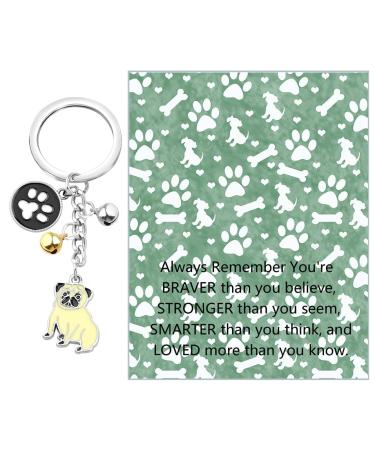 ENSIANTH Dog Keychain Gifts for Dog Lovers Puppy Keychain Dog Paw Print Keychain Gifts for Dog Owners Mom Dad Puppy Dog Keyring Pug