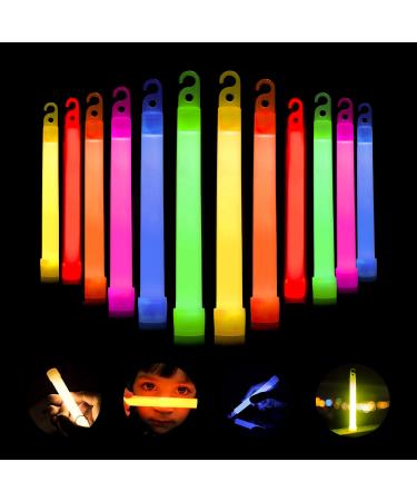 HAKDAY 12PCS Ultra Bright Glow Sticks Bulk, Emergency Glow Sticks 6 Inch Lightsticks Light Up Neon Sticks with 12 Hour Duration for Hiking Party Camping Blackouts Hurricane Survival Kit