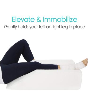 Xtra-Comfort Leg Elevation Pillow | Swelling & Recovery Support - Firm Wedge Rest for Knee, Ankle, Foot Injury - Pain Relief & Better Sleep - Improve Circulation | White - Buy Online on GoSupps.com