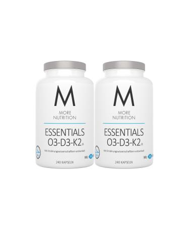More nutrition essentials O3-D3-K2 2 x 240 fish oil capsules with vitamin D3 & vitamin K2 capsule shell made of fish gelatin 2 x 240 capsules-pescaric