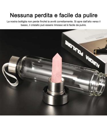 HINATAA Crystal Water Bottle - 550ml Detachable Natural Quartz Healing Bottle (Pink) | International Shipping - Buy Online on GoSupps.com