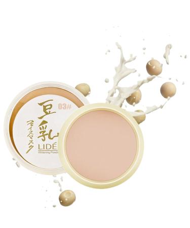 Japanese Concealer Soybean Milk Powder Japanese Concealing and Setting Soy Milk Powder Long-Lasting Oil Control Makeup Holding Face Foundation Suitable for All Skin Types (Transparent)