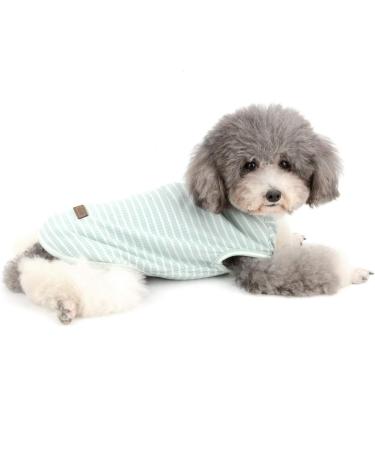 Zunea Striped Dog Shirt for Small Dogs & Cats - Soft Cotton Summer Vest & Tank Top - Green Size M - Buy Online on GoSupps.com