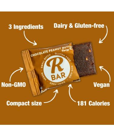 RBar Whole Food Real Chocolate Peanut Butter Energy Bar - 10 Pack Vegan Protein Snack, Dairy & Gluten-Free - Buy Online on GoSupps.com