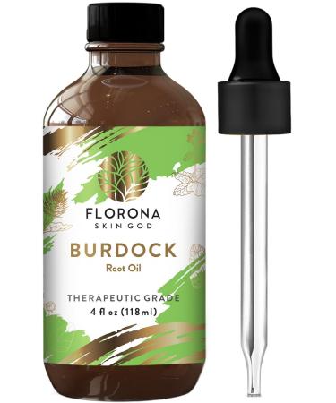Florona Burdock Root Oil 100% Pure & Natural - 4 fl oz, for Hair, Face & Skin Care