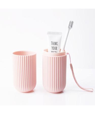 Travel Toothbrush Holder - Dustproof Case for Toothbrush & Toothpaste | Multifunctional Travel Set in Rosa - Buy Online on GoSupps.com