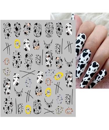 Cartoon Nail Art Stickers - 7 Sheets 3D Self-Adhesive Decals for Women and Girls - Holographic Cow, Butterfly, Leopard Print Designs - Nail Art Supplies - Buy Online on GoSupps.com