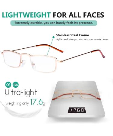 Eyekepper 5-Pack Stainless Steel Half-Eye Reading Glasses +0.75 - Stylish Gold Frames for Comfortable Reading - Buy Online on GoSupps.com