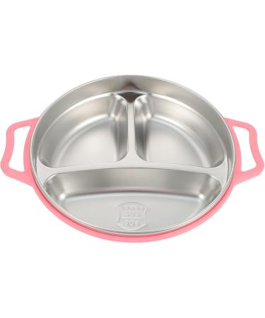 Ser of 2 Stainless Steel Divided Children Food Plate Kids Food Plate Children Dinner Plate Plate for Toddlers Kitchenware Pink - Buy Online on GoSupps.com