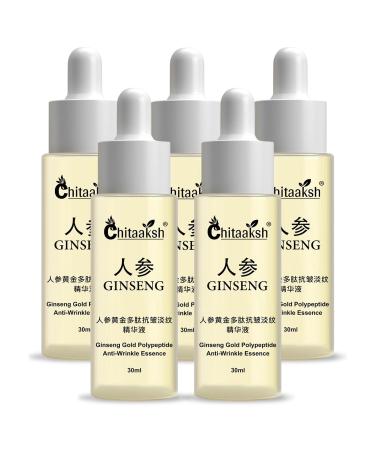 Chitaaksh Gold Ginseng Face Serum Polypeptide Anti-Wrinkle Brightening & Moisturizing Niacinamide Facial Serum for Glowing Skin Set of 5 for Daily Skin Care Routine