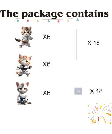 18pcs Funny Cat Cupcake Toppers for Boys Girls Pet Baby Shower Kitten Meow Party Supplies Favor Ninja Kung Fu Karate Cat Themed Birthday Party Decorations - Buy Online on GoSupps.com