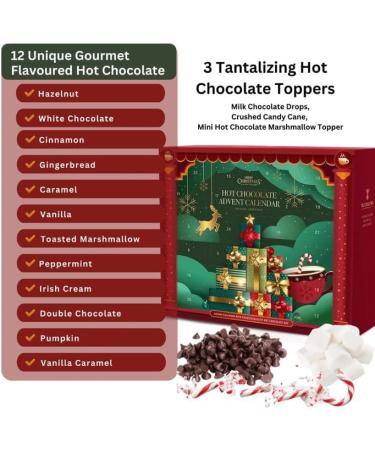 Hot Chocolate Advent Calendar 2023 Christmas | 24 Days Hot Chocolate Gift Set Selection With Mini Marshmallows For Hot Chocolate | Candy Canes | Chocolate Drops | 12 Flavours Hot Chocolate Gift Sets - Buy Online on GoSupps.com
