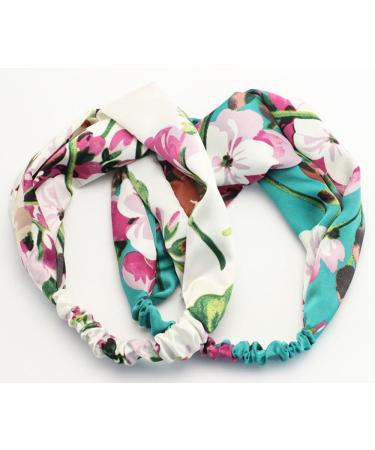 iLoveCos Women Stretchy Printed Head Wrap Floral Style Crossover Elastic Vintage Flower Headbands Boho Twisted Knotted Hairband Girl Hair Band Turban Yoga Sport Daily Wear 4 Pieces - Buy Online on GoSupps.com
