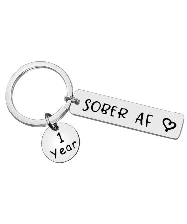 Xiahuyu Sobriety Gift Sobriety Keychain 1 Year Sobriety Anniversary Keychain Addiction Recovery Gift AA Gift NA Gift Sober AF Gift AA Recovery Sobriety Gifts for Men Women