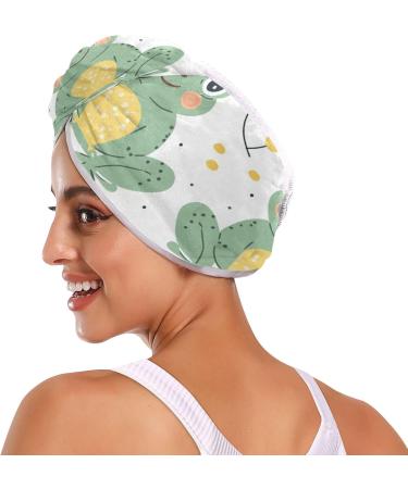 Frogs Flowers Hair Towel 2 Pack - Super Absorbent Quick Dry Hair Turbans for Women & Girls - Buy Online on GoSupps.com