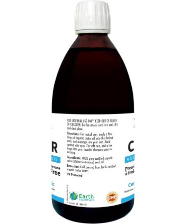100% Pure Castor Oil - Certified Organic Cold Pressed Hexane Free - 500ml Glass Bottle | International Shipping Available - Buy Online on GoSupps.com
