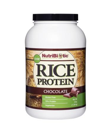 NutriBiotic  Chocolate Rice Protein, 3 Lb (1.36kg) | Low Carb, Vegetarian & Keto-Friendly Raw Protein Powder | Grown & Processed without Chemicals, GMOs or Gluten | Easy to Digest & Nutrient-Rich