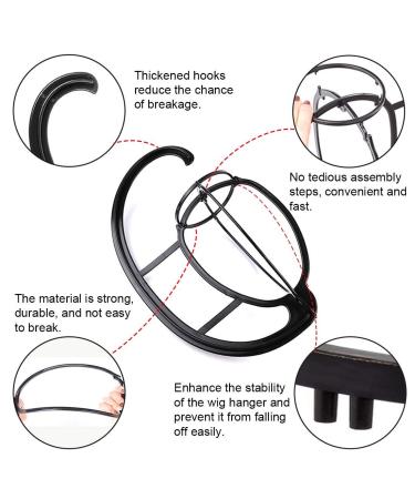 Wig Hanger and Brush Combo 4 Pack - Portable Hanging Stand and Collapsible Dryer for All Wigs - Includes Wig Comb Set - Black - Buy Online on GoSupps.com