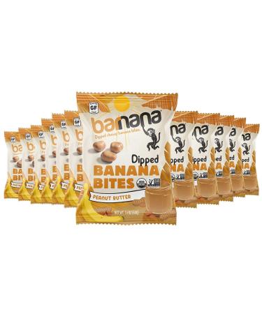 Barnana Organic Chewy Banana Bites, Peanut Butter Banana Flavor, 1.4 Ounce Bags (12 Bags Total) - Non-GMO, USDA Organic Upcycled Snack