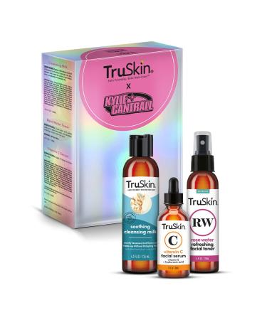 TruSkin x Kylie Skincare Gift Set With Vitamin C Face Serum 1 fl oz Soothing Cleansing Milk 4.2 fl oz and Rose Water Spray for Face 4 fl oz Exclusive Skincare Set by Kylie Cantrall Kylie Kit