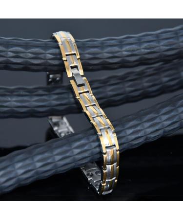 Vicmag Titanium Steel Magnetic Bracelet for Women - Crystal Design (3 Link Gold) - Ultra Strength Magnetic Gift with Removal Tool - Buy Online on GoSupps.com