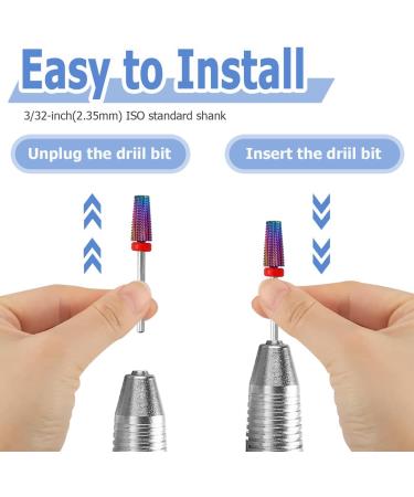 Mesee 2 Pieces Tapered Nail Drill Bit Set 3/32 Inch Shank Tungsten Steel Tapered Shape Nail Drill Bits Burrs Nails File Manicure Pedicure Tool Accessory for Gel Nail Cuticle Dead Skin Remover - Buy Online on GoSupps.com