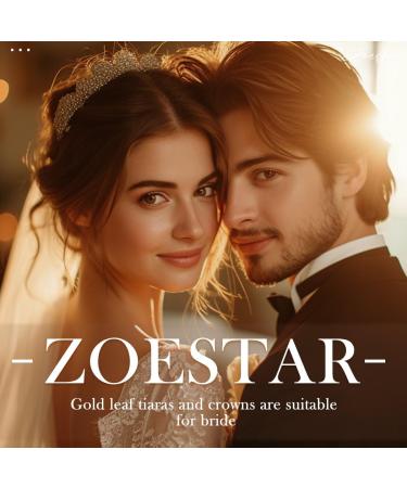 Zoestar Leaf Bride Wedding Crowns and Tiaras Gold Flower Crown Headband Princess Goddess Headpiece Bridal Headwear for Women - Buy Online on GoSupps.com