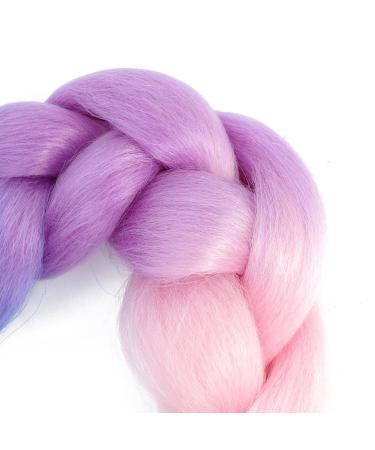 LDMY Jumbo Braiding Hair Extensions - 6PCs Pack 24 Ombre Lake Green Purple Pink 100g Each - Synthetic Jumbo Braids for Women - Buy Online on GoSupps.com