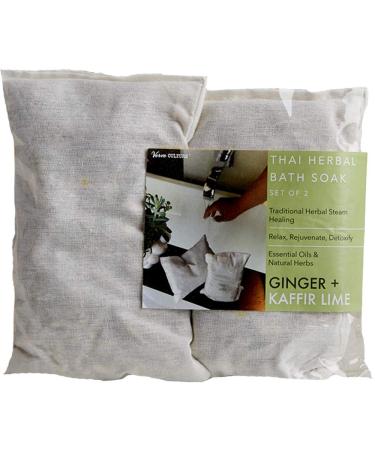 Thai Herbal Bath Soak by Verve CULTURE | Traditional Spa Remedy | Aromatic Ginger + Kaffir Lime Bath Tea Pouch | Promotes Postpartum Recuperation, Relaxation, Muscle Fatigue Relief | Pack of 2