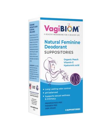 VagiBiom Deodorant Suppository with Organic Peach and Odor control formula. Make you Feel Fresh and Clean Vegan Paraben-Free Preservative-Free