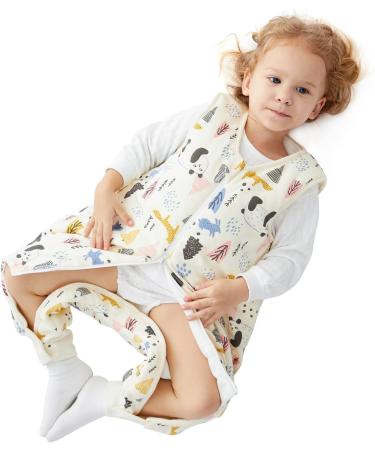 Duomiaomiao Unisex Baby Sleeping Bag with Legs 2.5 TOG - 100% Cotton Wearable Blanket for Winter - 6-18 Months - Beige Panda Design - 65cm - Ideal for Baby Height 70-80cm - Buy Online on GoSupps.com