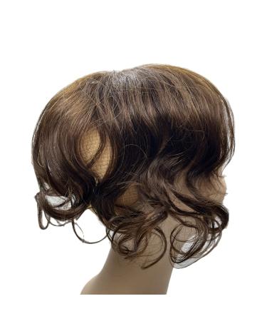 Anemone Curly Wavy Human Hair Topper with Side Bangs - Short Clip-In Toupee for Women with Mild Hair Loss - Brown - Buy Online on GoSupps.com