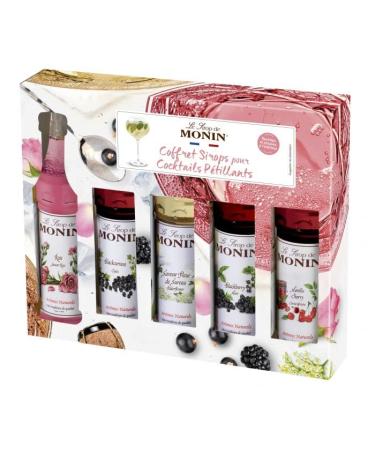MONIN Set for sparkling cocktail made with Prosecco Spritz and Gin Tonic - Rose Blackcurrant Elderflower Blackberry and