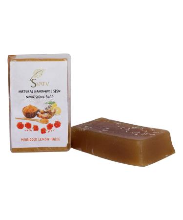 SVATV Marigold Lemon Turmeric Soap | Handmade Natural Bar Soap for Men & Women | Moisturizing Body & Face Soap | 125g x 2 - Buy Online on GoSupps.com