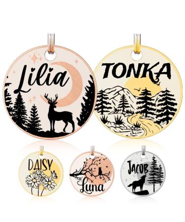 Double colors Personalized dog brand custom control brand for pets engraved double -sided deep engraving dogs name brand cat name tag cat & dog collar charm gold