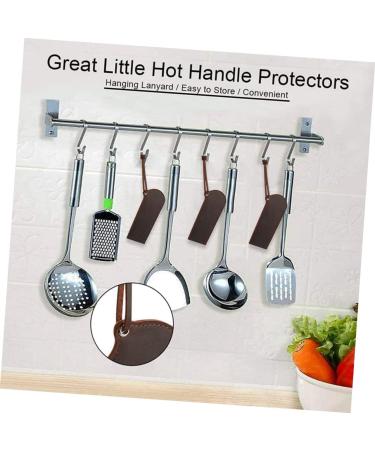 Zerodeko 1pc Frying Pan Handle Cover Oven Glove Oven Mittens Rubber Pot Handle Camping Cookware Hot Pot Grip Camping Griddle Hot Handle Oven Mitts Skillet Handle Covers Wok Leather Sleeve - Buy Online on GoSupps.com