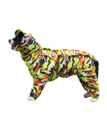 Tfeng dog raincoat with removable hoodie adjustable outdoor tunnel procession dog coat waterproof dog jacket rain jacket with a hood and collar hole 10 sizes (Camouflage green) 16 (back length: 40cm) GREE